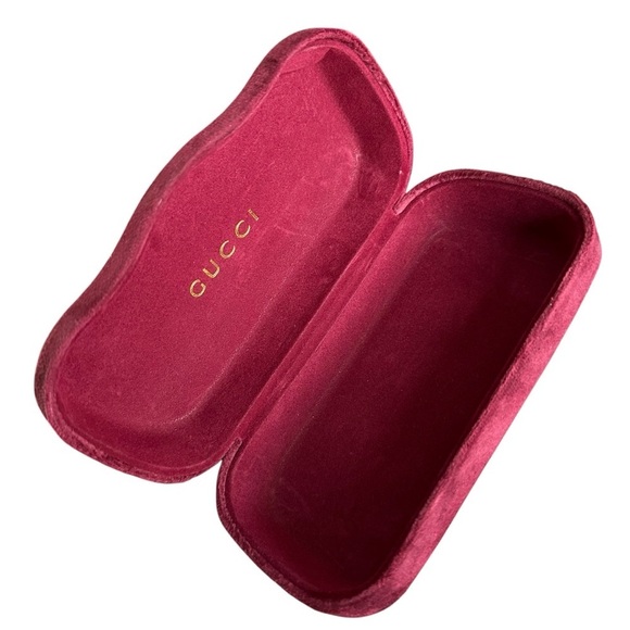 GUCCI Red Suede Large Sunglasses Case with Lens Cloth - Picture 6 of 11